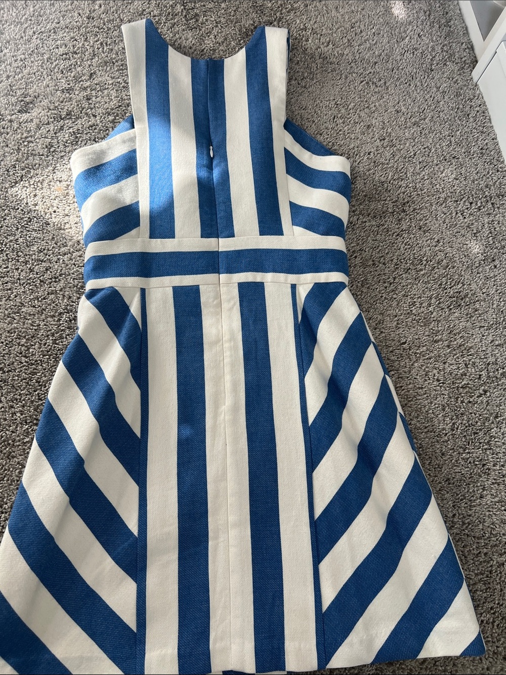 Milly| Maya Blue and White Striped Sleeveless Mini Dress| 47% Cotton - Picture 8 of 9